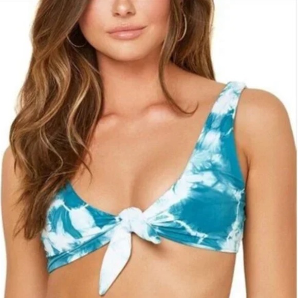 NWT DIPPIN' DAISY'S Micro Muse Bikini Top in Aqua Tie Dye - Picture 1 of 12